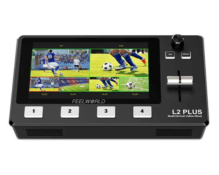 

FEELWORLD L2 PLUS Multi-camera Video Mixer Switcher with 5.5" LCD Touch Screen PTZ Control Chroma Key live streaming
