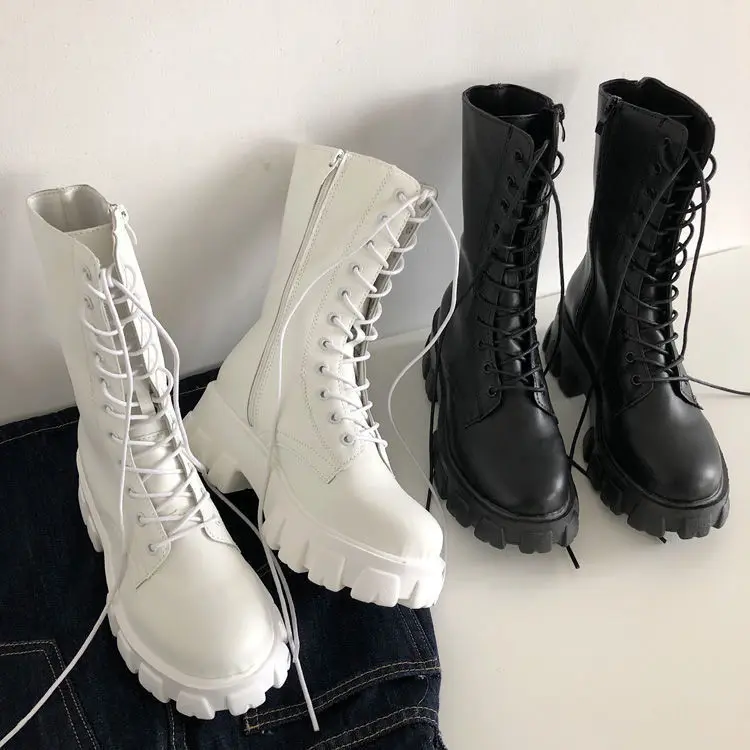 

2021 new style boots platform thick -soled shoes on women boots autumn winter boots for women shoes british style