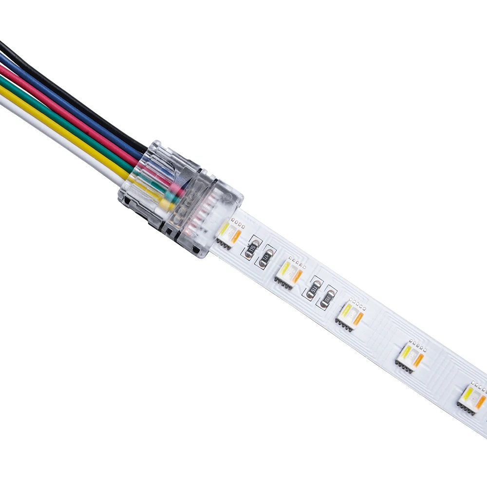 6 pin RGBWW 12 mm led strip connector IP20 low voltage for flexible led strip for strip to wire connection CE ROHS