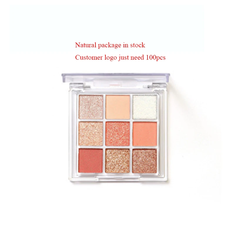 

Eyeshadow Palette Private Label Nine-color Acrylic Nine Peach Makeup Pearlescent Matte Earth Transparent Grid Eyeshadow Palette