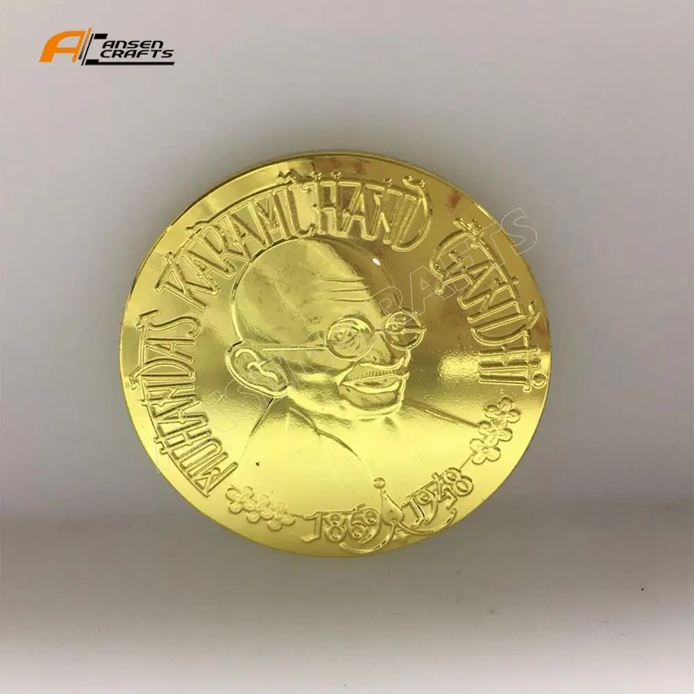 

Custom Metal India Gandhi Commemorative 24K Solid Gold Medal Coin Price
