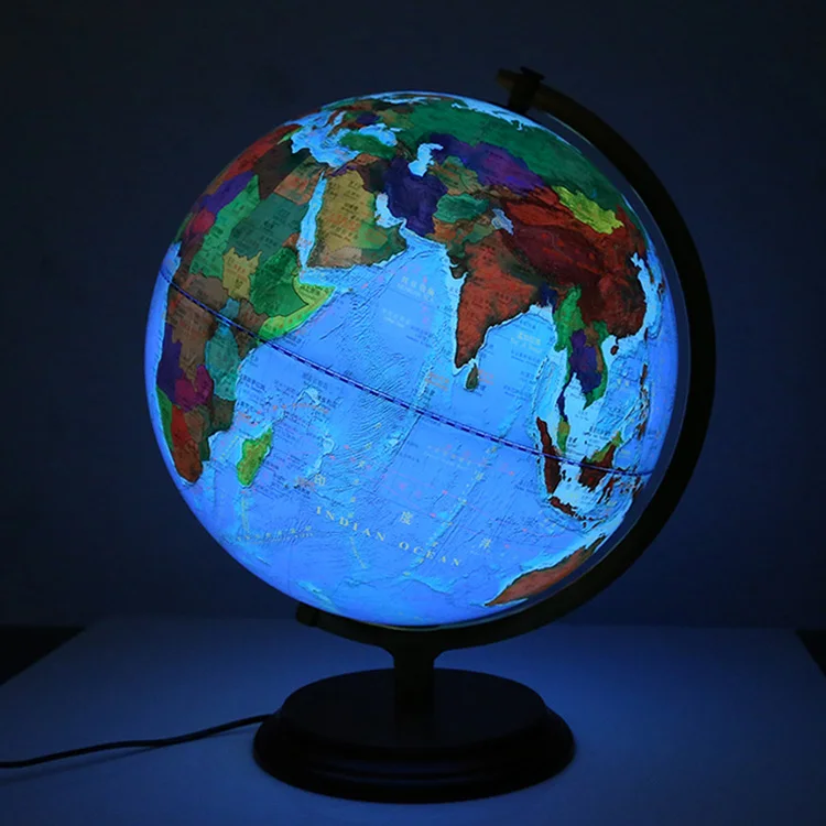 
High Grade 2 In1 Illuminated Mountain Districts World Globe map For Teaching And Decoration 