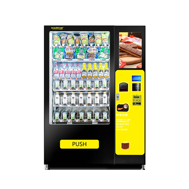 Yogurt milk vending machine and potato chips vending machine with refrigerator