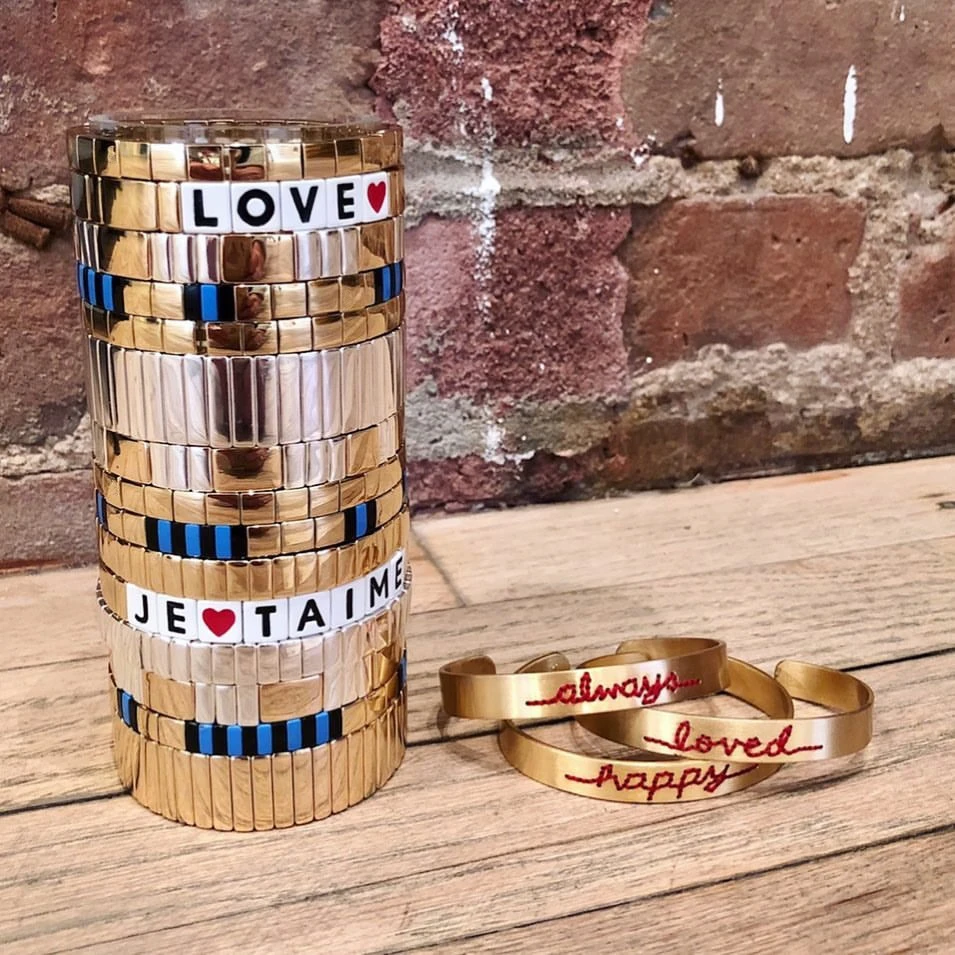 
Wholesale Enamel Rainbow Metal Tile Beads Bracelets For Women Custom Welcomed Rainbow Candy Tile Bead Bracelet 