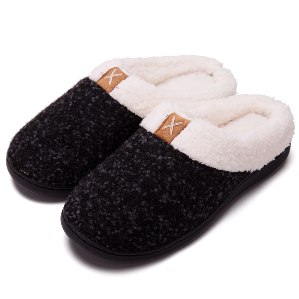 
Cozy wool like lining Memory foam slip on clog indoor outdoor winter house slipper for men 