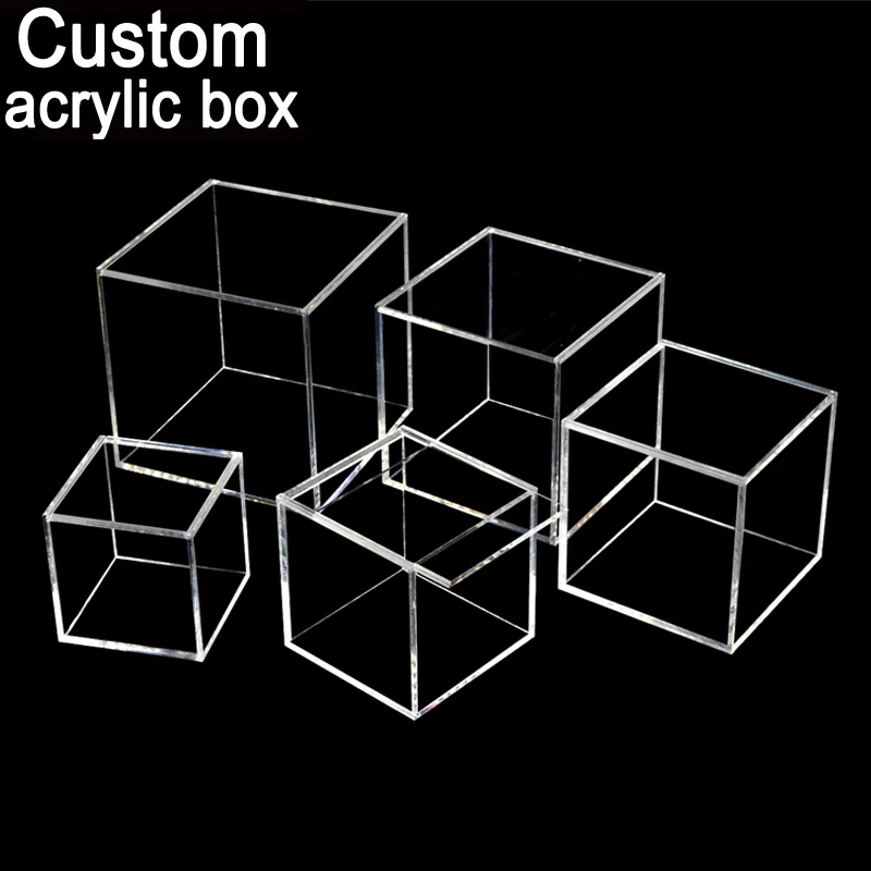 Acrylic Boxes Wholesale 6 Sided Crystal Clear Acrylic Display Storage