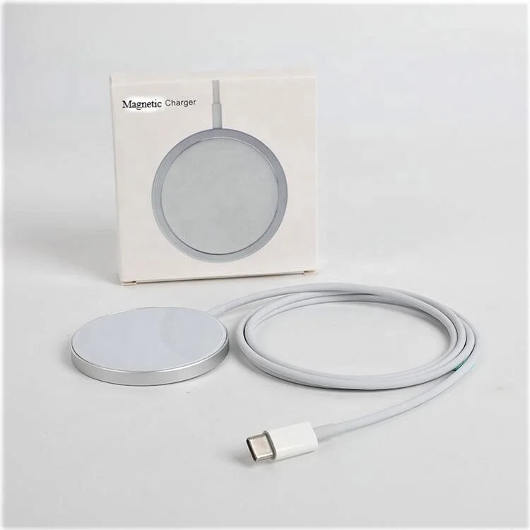 

New Arrival mobile magnetic wireless charger Qi 15W fast charging magsafing charger 10w wireless charge magnetic mobile charger, White
