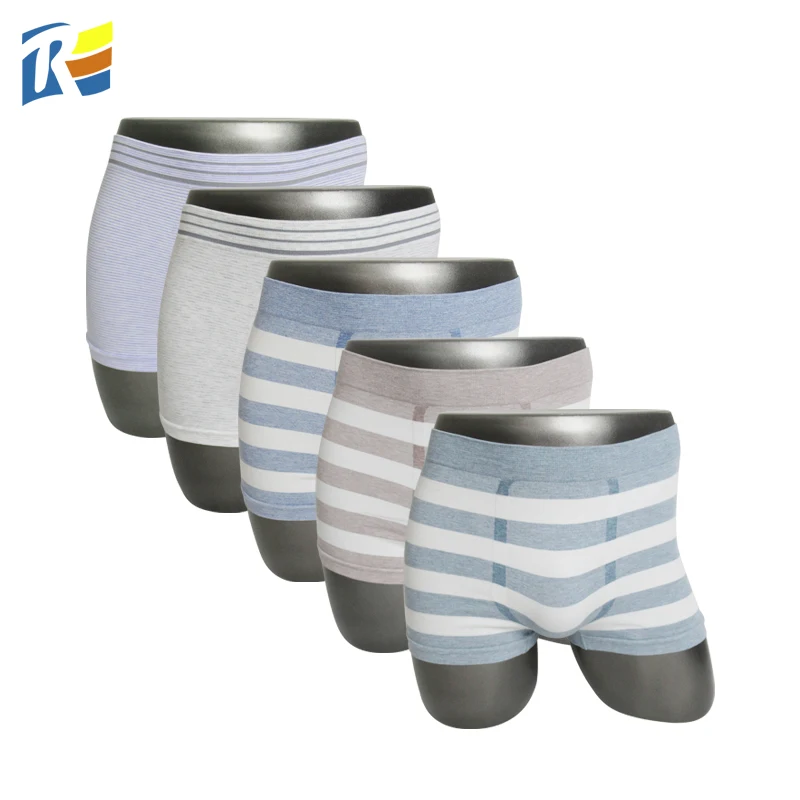 

Free Size Seamless Cotton Men Underwear Striped Breathable Boxer Briefs for Men