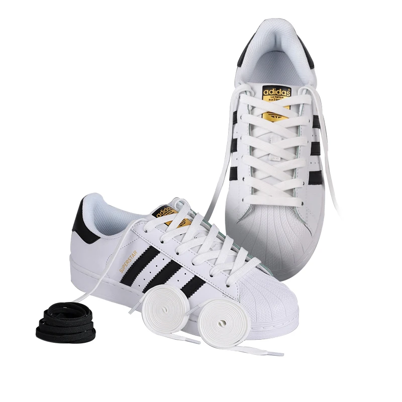 

Black White Shoe Laces Flat Double Woven Anti-slip Polyester Shoelaces Sports Casual White Shoes Classic Shoelace
