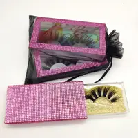 

Eyelash vendor wholesale 25mm eyelashes mink eyelash 100% cruelty free mink lashes with rhinestone eyelash packaging box