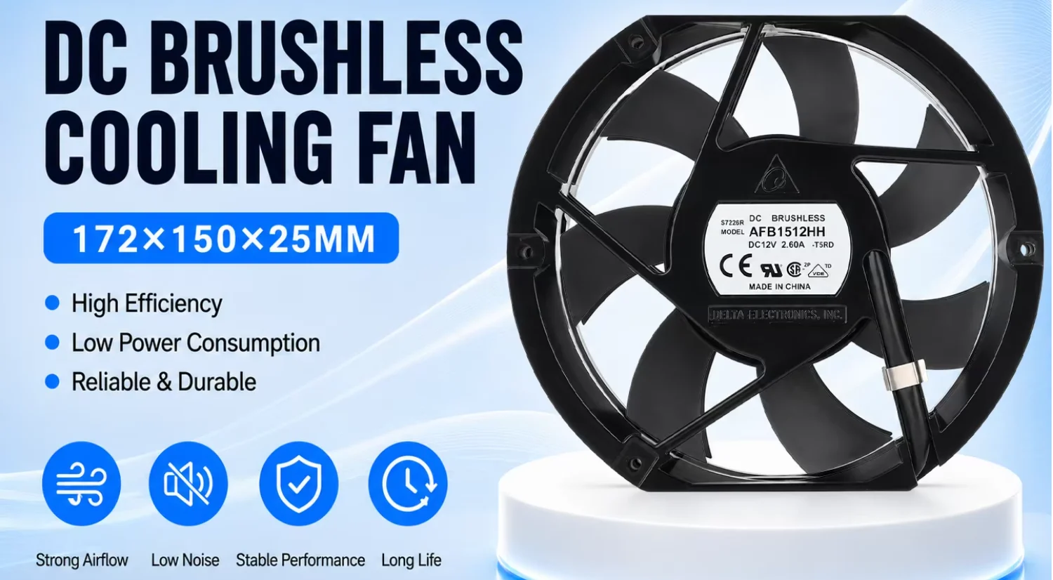 Fan, 17225, AFB1512HH, 12V, 2.6A - detail 4