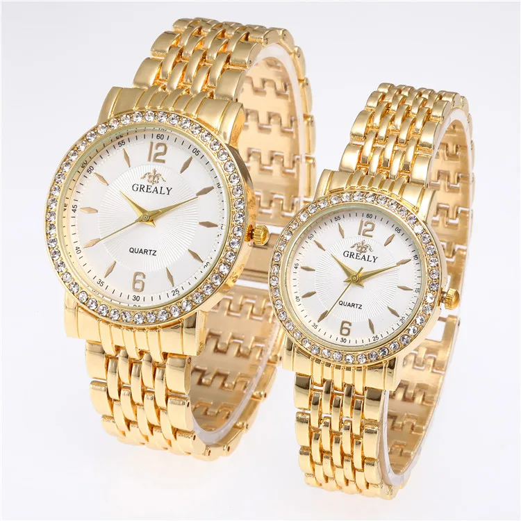 

Female Male Alloy Wristwatch Quartz Luxury Wrist Watches Lovers Valentine Couple Watch, Picture shows