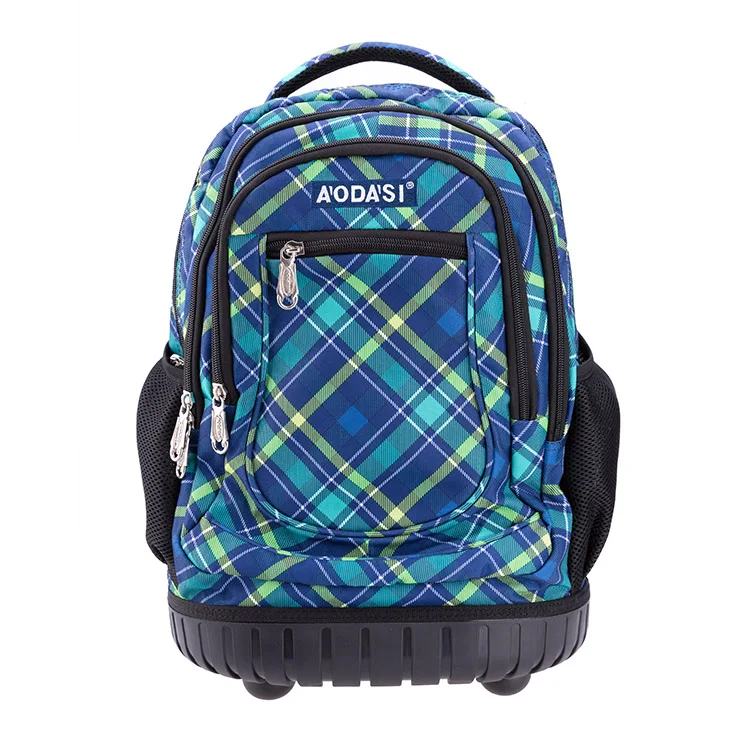 

19SA-8096F Printing Trolley Backpack With Wheel Printing Student Rolling School Backpack, Blue (can be customized)