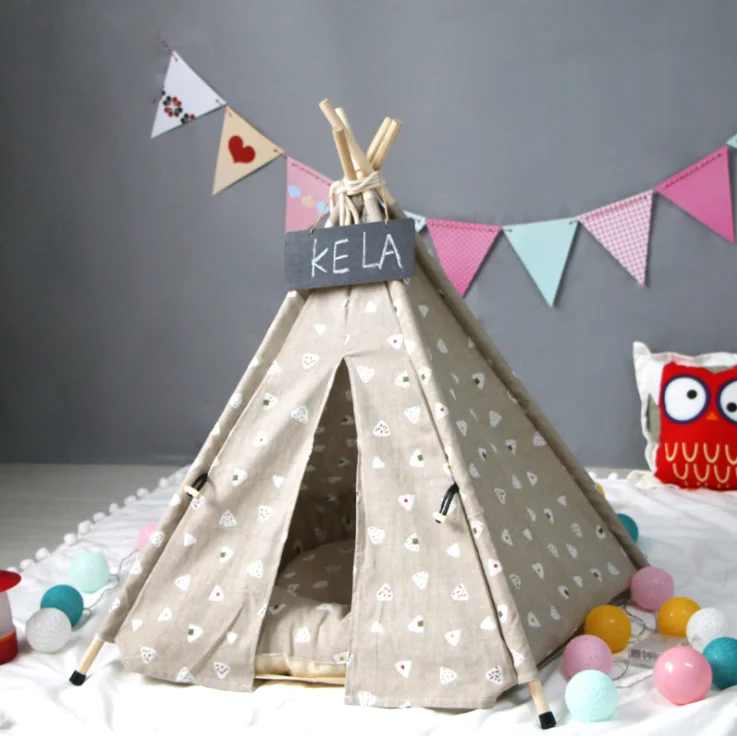 

Cute Dog Tent Bed, Modern Pet Teepee Tent House, Geometric figure printing