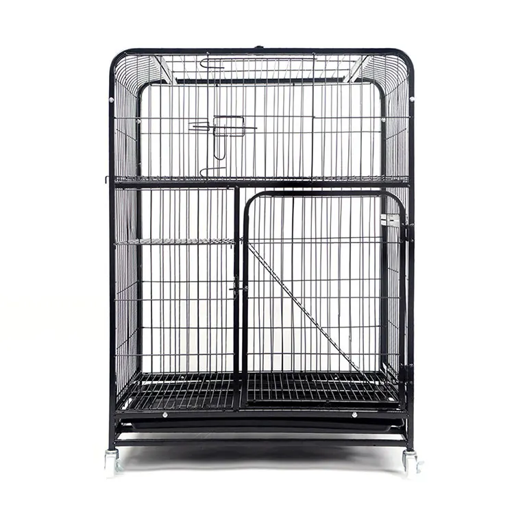 

Factory Price Large Breeding Pet Crate 3 Tier Cat Cage Playpen Metal Wire Cat Home Cages With Wheels For Pet Shops