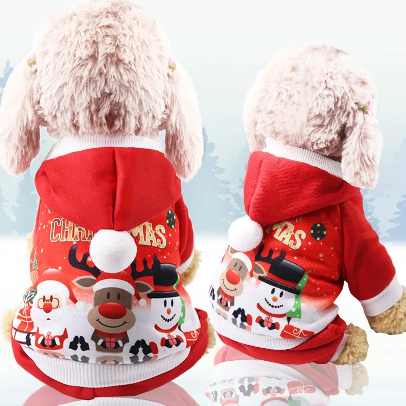 

2020 Winter holiday Xmas pet products Dog Christmas Hoodie Clothes, Red
