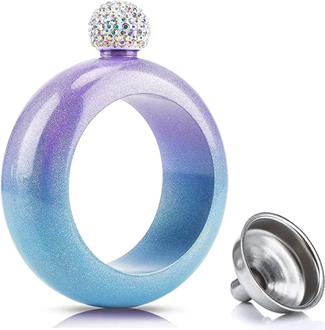 Dropshipping Mini Bangle Bracelet Flask with Rhinestones Lid and Funnel Great Wine Holder Gifts for Women