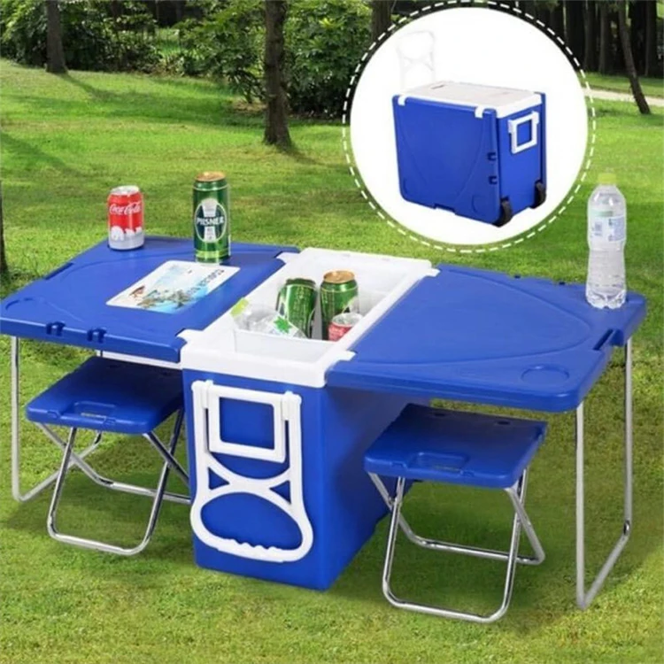 

OEM 28L Outdoor Camping Ice Chest Insulated Foldable Portable Cooler Box Table with Wheels, Customized color