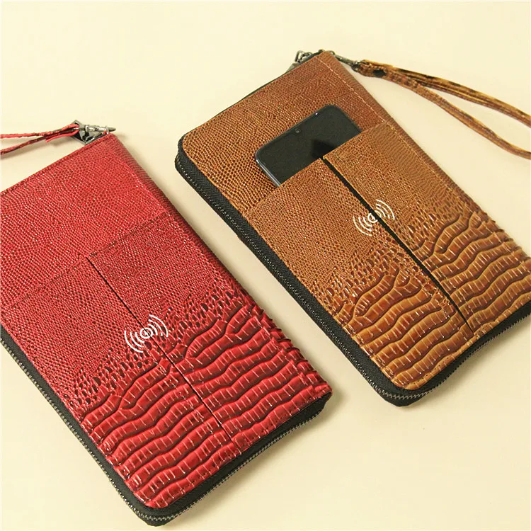 

2021 Hot sale phone wireless powerbank leather charger passport holders for women, Black,red,brown,blue