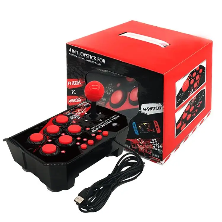 

PLAY X 4 in 1 USB Rocker Game Controller Arcade Joystick Gamepad Street Fighting Stick For PS3/PC for Switch NS, Arcade controller