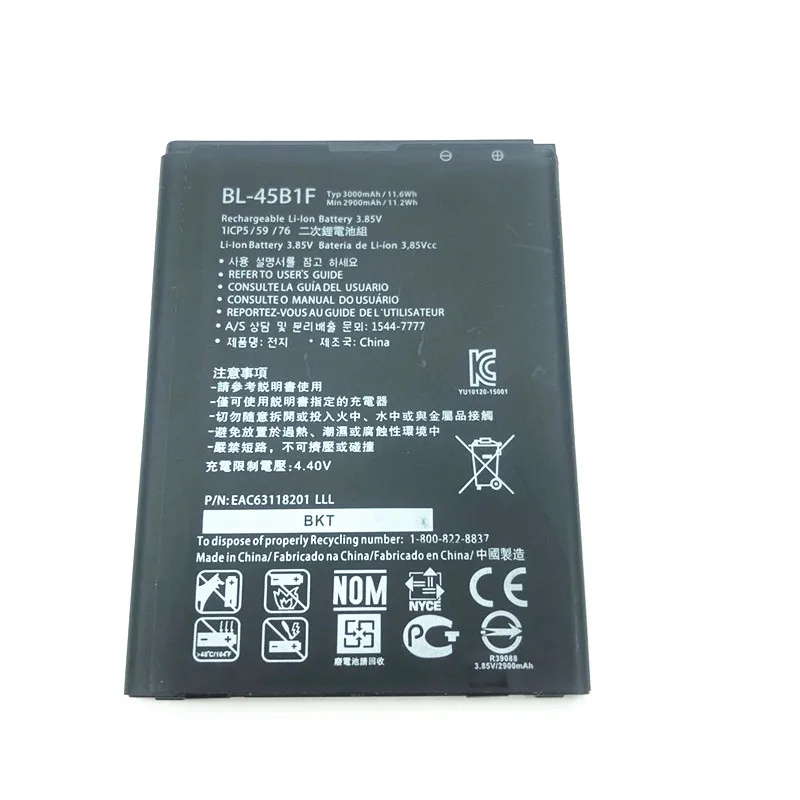 

OEM FOR LG V10 Mobile Phone Battery BL-45B1F 3000mAh Stylo 2 F600 H900 H901 H961 H968 LS775 Battery Replacement