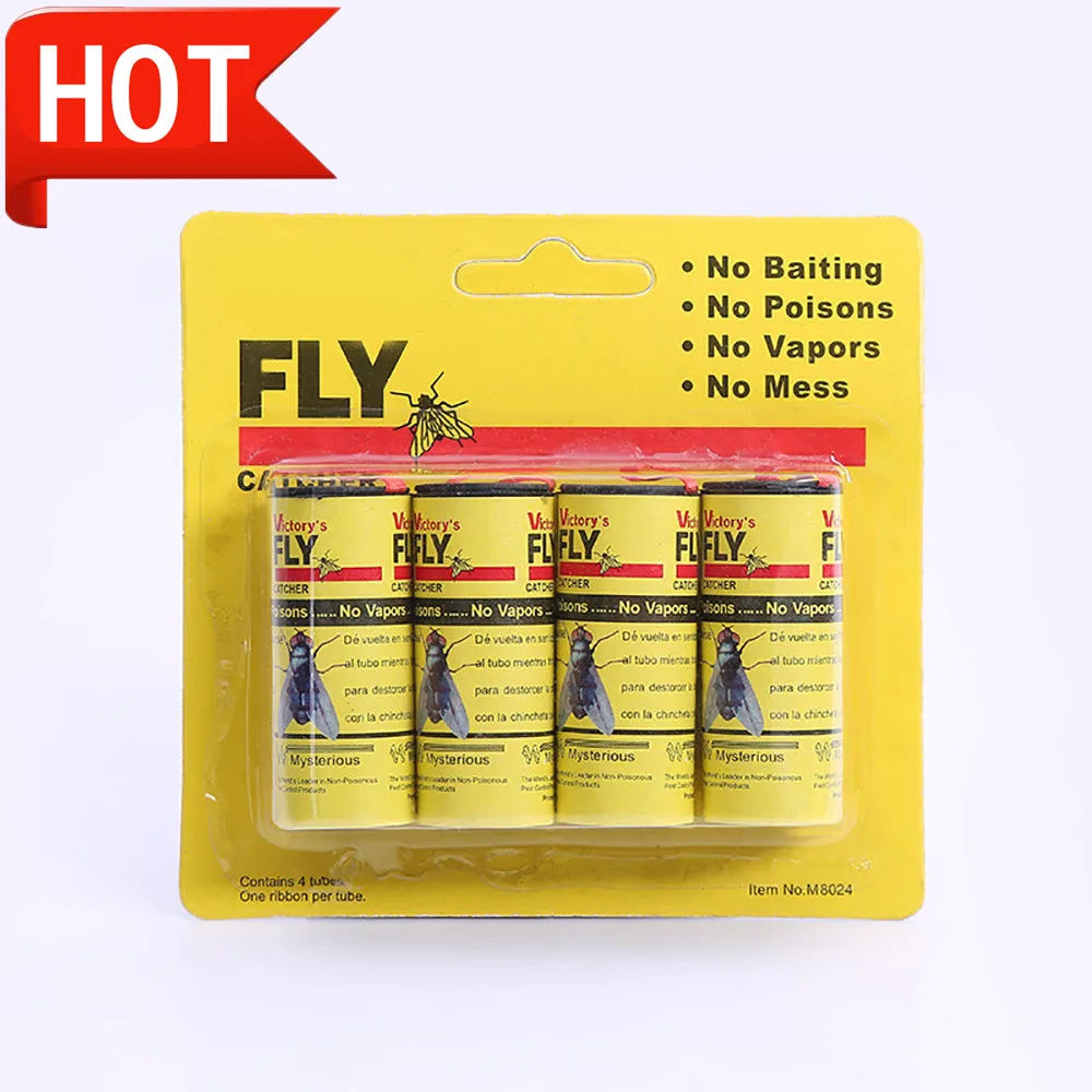 

Rolls Sticky Fly Paper Eliminate Flies Insect Glue Catcher Trap stickers flying insects 4 cards, Yellow/gree/red