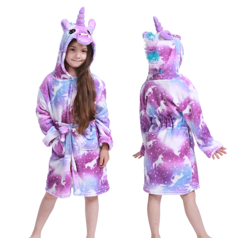 

Children Bathrobe Baby Bath Robe Animal Rainbow Unicorn Hooded Bathrobes For Boys Girl Pyjamas Nightgown Kids Sleepwear, Picture shows