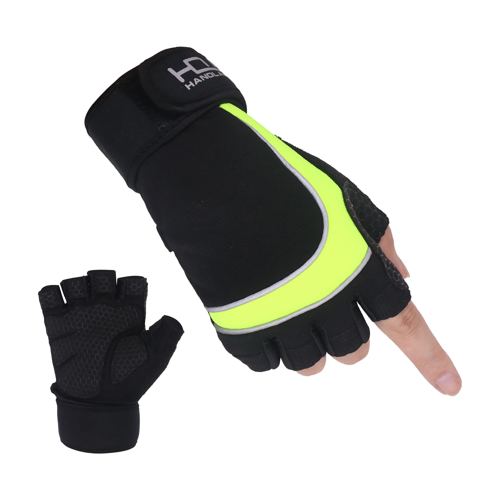 

HANDLANDY Hi-vis Green Neoprene Gym Gloves Weight Lifting Sports Bike Gloves Fitness Training