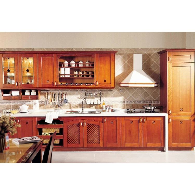 2020 Modern New Material Fiber Kitchen Designs Solid Wood Door