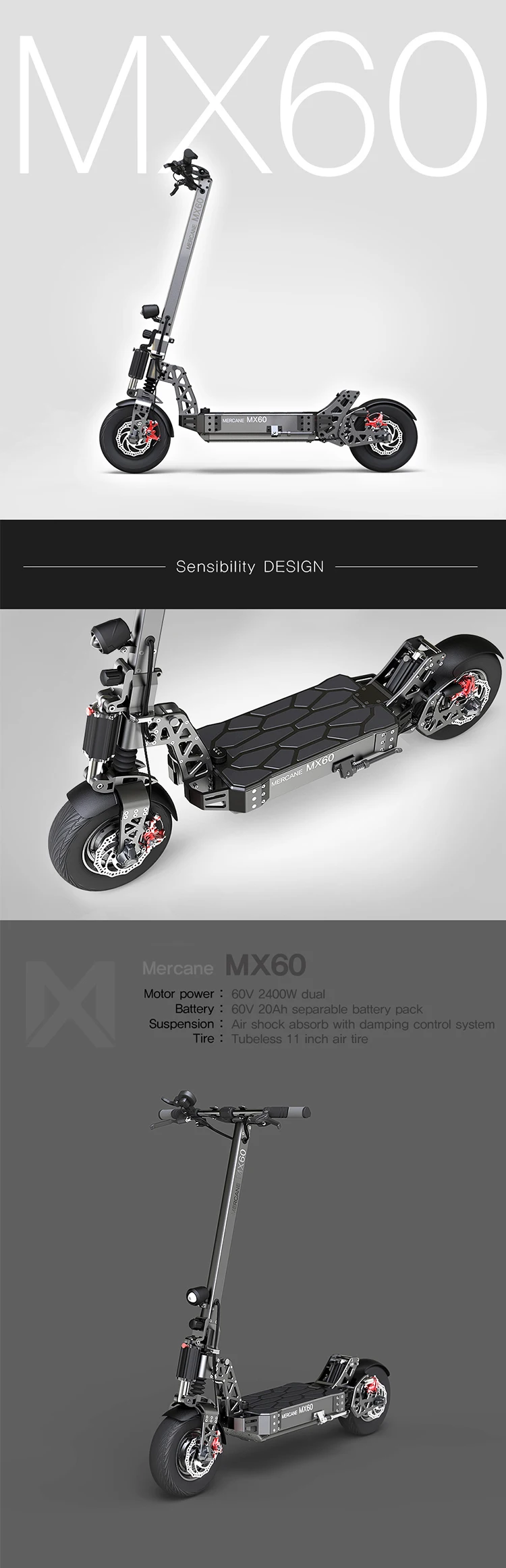 2020 mercane electric scooter 2000w off road scooter 2000w battery swappable e scooter 2000w