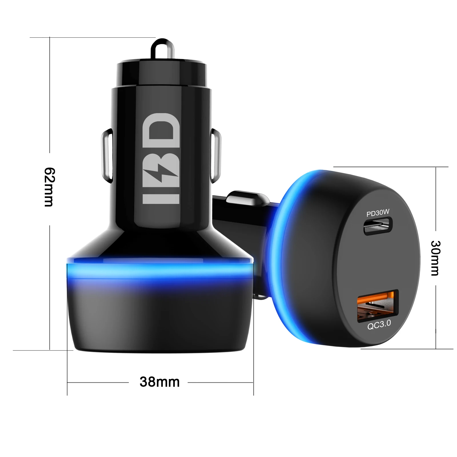 

IBD Type C PD3.0 car adapter charger PD 60W car charger for Macbook for laptop 48W