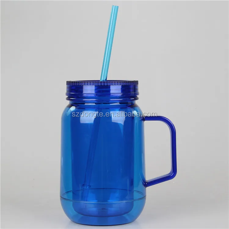 Custom New Style Plastic Mason Jar Mug With Lid And Straw And Handle Buy Plastic Mason Jar Mug
