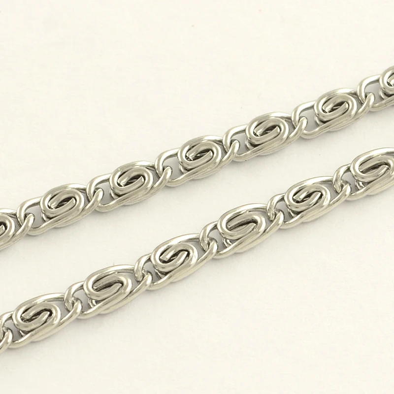 

PandaHall 304 Stainless Steel Decorative Unwelded Lumachina Chain, Stainless steel color