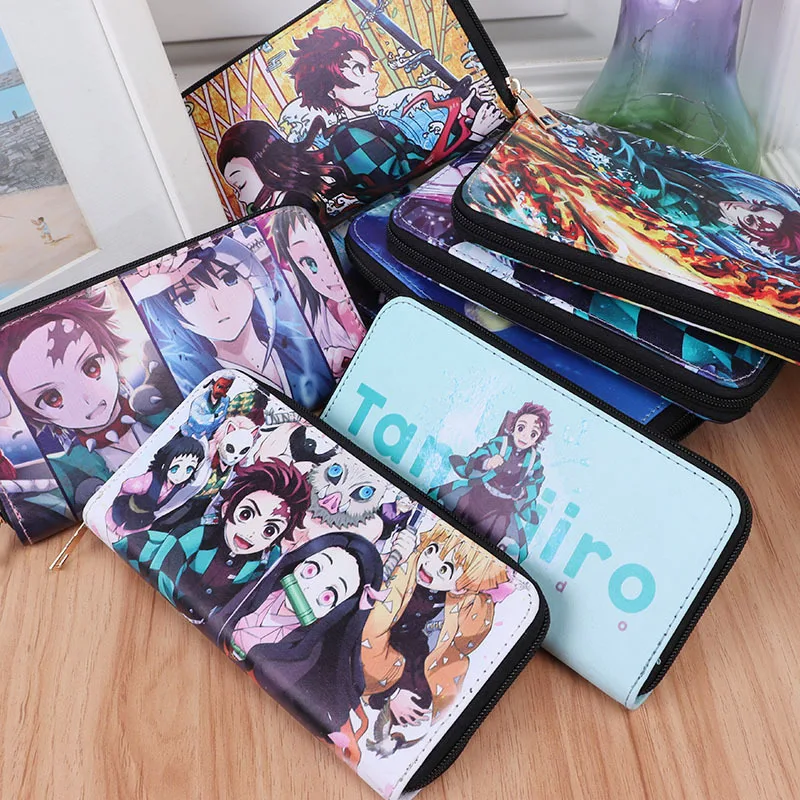 

Professional PU PVC Wallets Supplier Japanese Anime Wallet Long Zipper Coin Purse Demon Slayer Kimetsu no Yaiba Wallet