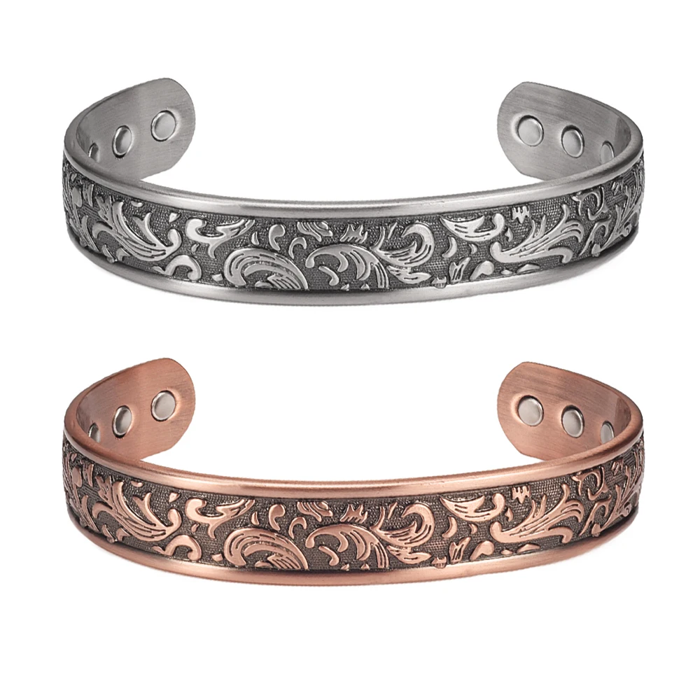 

Energinox Vintage Paisley Pattern Healing Arthritis Healthy Therapy 100% Pure Cuff Magnetic Copper Bracelet Mens