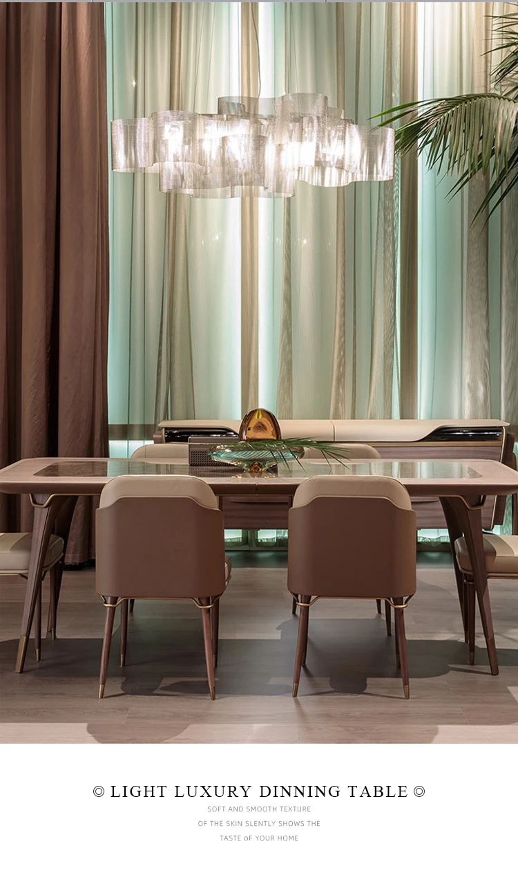 High End Travertine Marble Top Wooden Leg Dining Table Luxury Italian Furniture Solid Wood