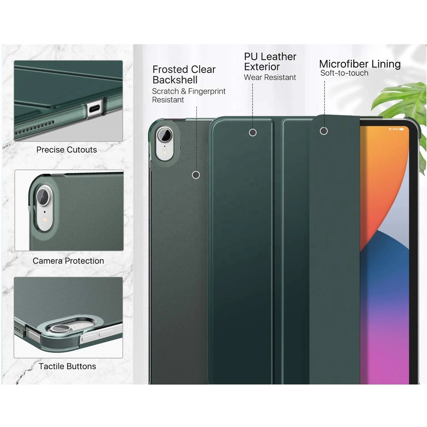 

MoKo Smart Luxury PU leather Tri-fold Ultra Thin Cover for iPad Air 5th Generation 2022/ iPad Air 4th Generation 2020 10.9 Inch