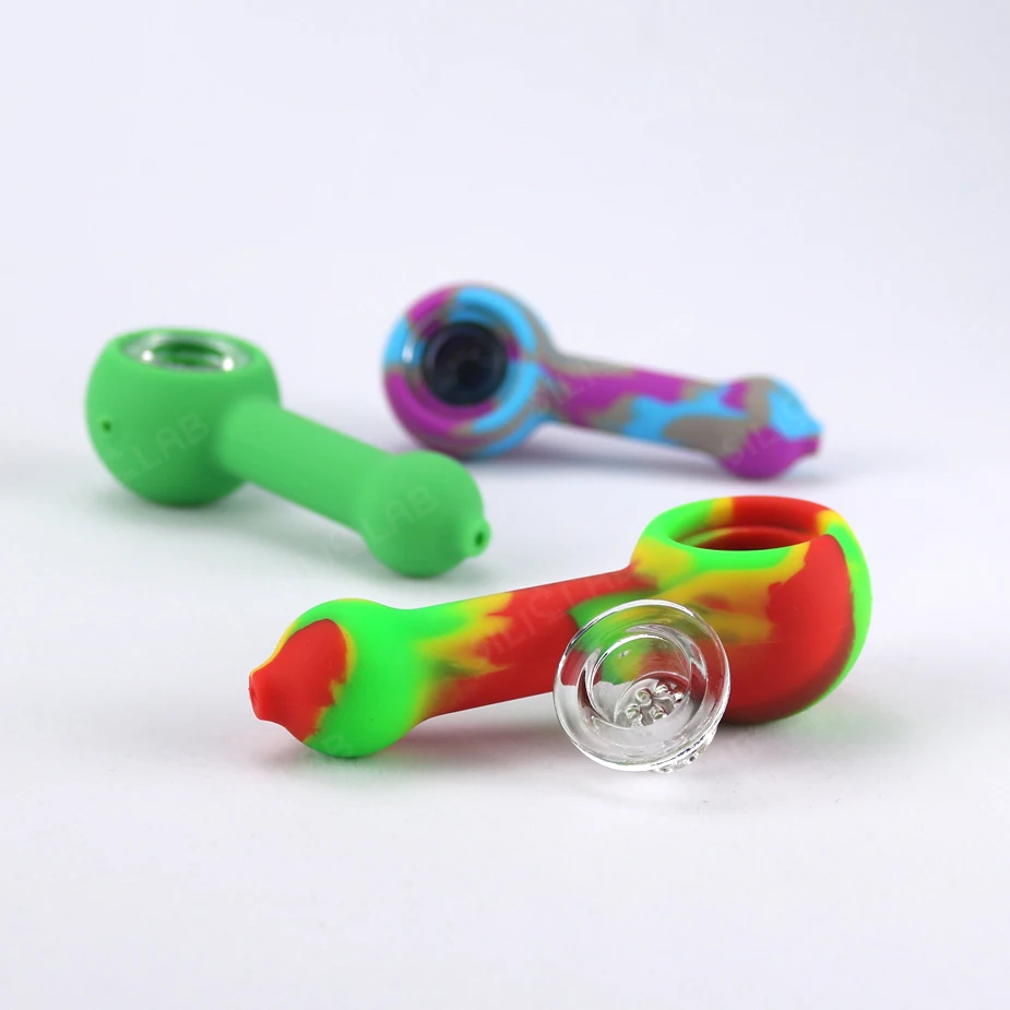 

Silicone Smoking pipe Devices Accessories smoke weed tobacco pipes glass bowl tobacco, 10 colors for choose