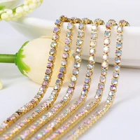 

Retail Rhinestone Brass Cup Chain For Jewelry Garment Decoration Accessories Gold AB Crystal Glass Rhinestone Trim Free shipping