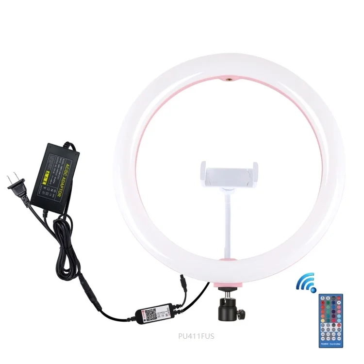 

PULUZ 12 Inches Dimmable RGBW Mobile Phone Led Selfie Podcast Ring Light with Cold Shoe Tripod Ball Head Phone Clamp