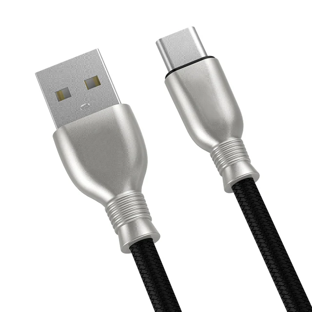 

New Products Oem Nylon Portable Charging 3A USB Type C Data Cable, Black, red, blue