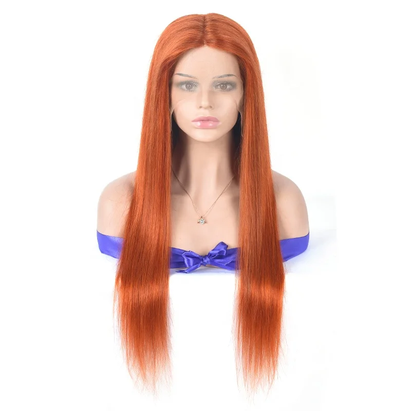 

high quality good feedback straight 150% orange T 13*4 frontal lace wig,lace frontal wigs t-part 13*4