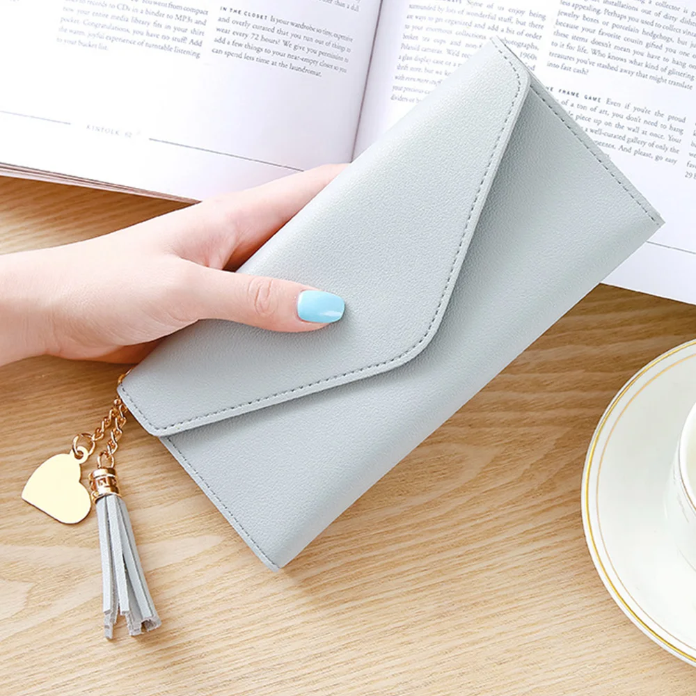 

Long Women Purses Tassel Coin Purse Card Holder Wallets Female Pu Clutch Money Bag PU Leather Wallet