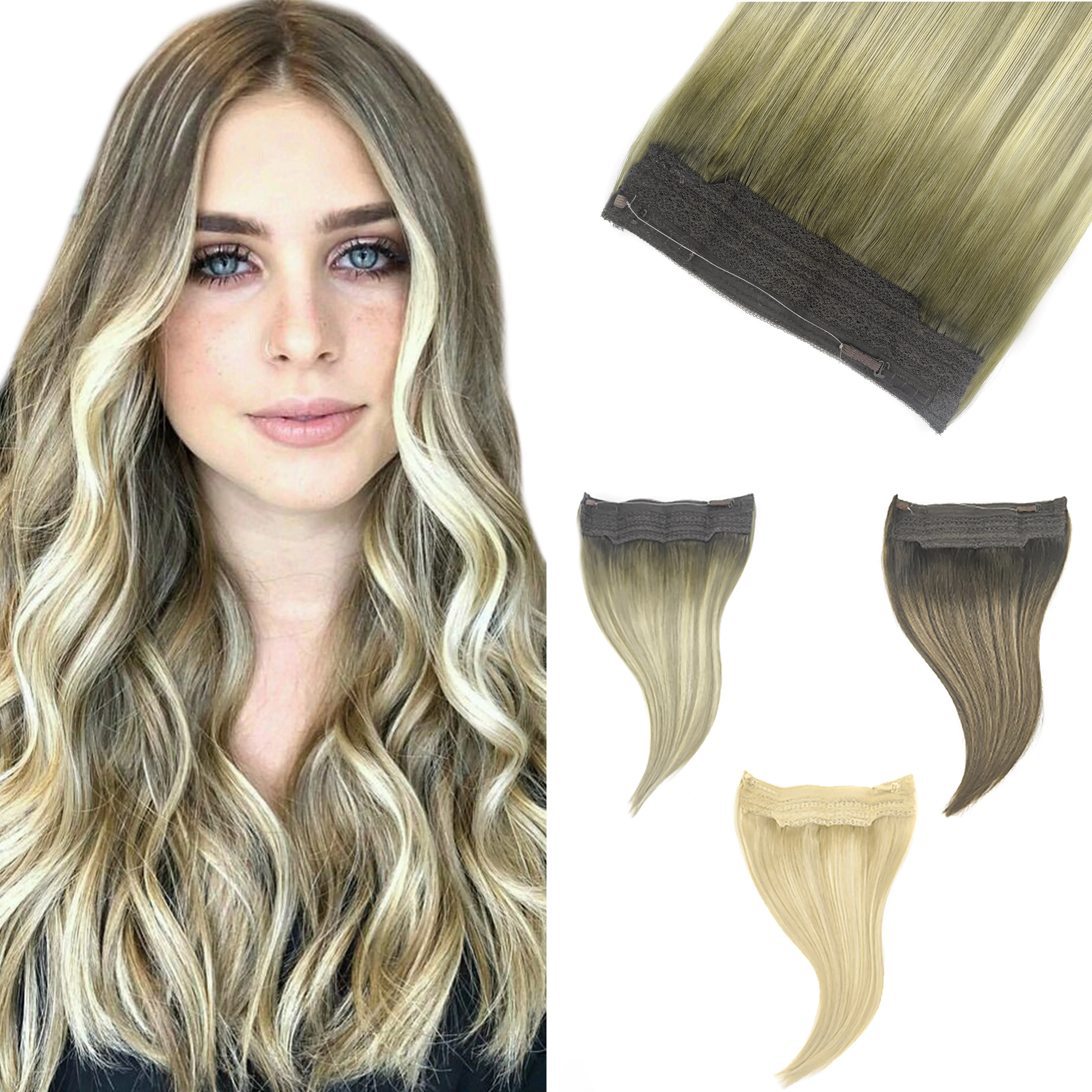 

Halo hair extensions unprocessed Indian Remy hair customized wavy halo Remy cuticle human hair extensions
