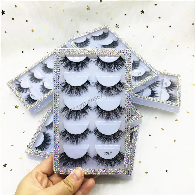 

Bling Glitter Lashbook Silk Eyelashes Faux Mink Fluffy 25mm Faux Mink Lash With 5 Pairs Rhinestone Tray Lashbox Packaging, As picture shows