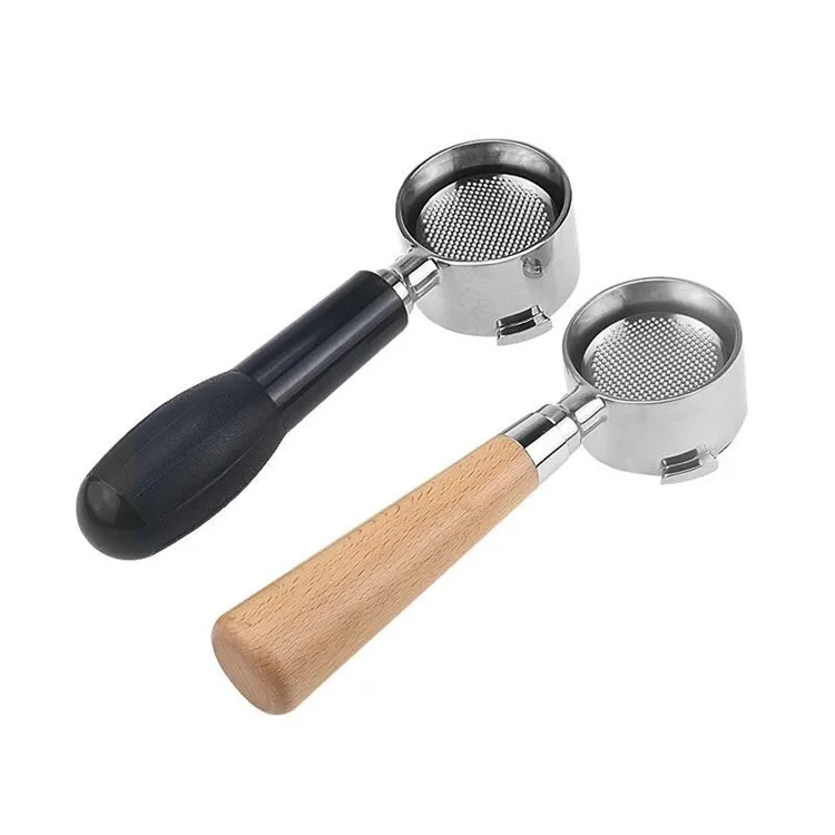 51MM Barista Bottomless Portafilter with Wood Handle for Coffee Knock Box