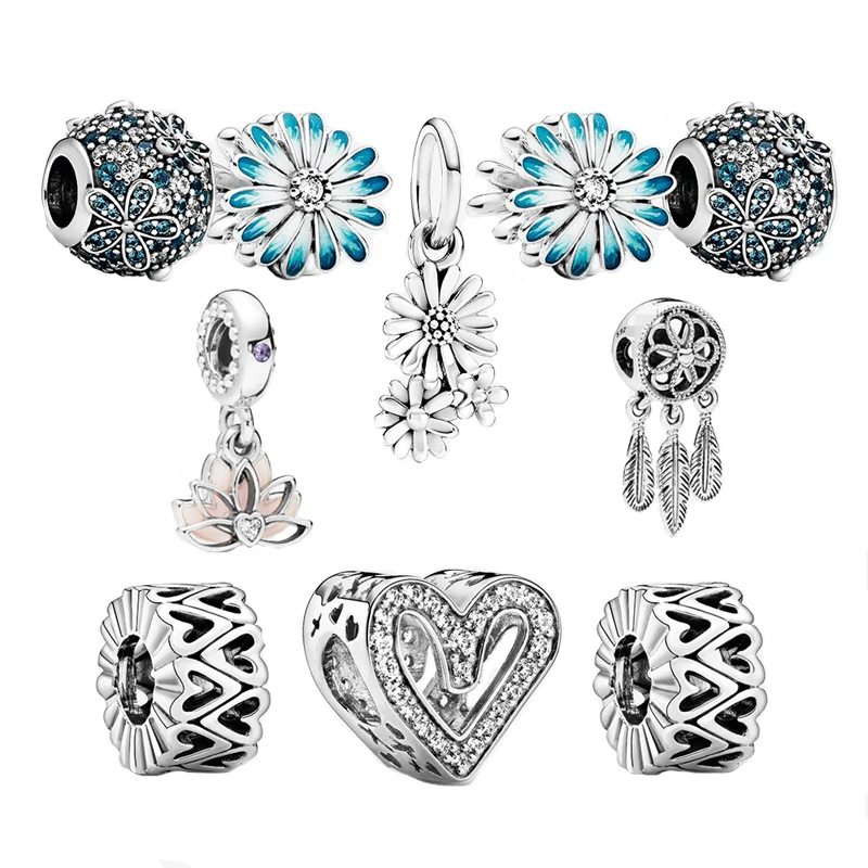 

2021 New Collection Silver 925 Blue Daisy Charm Silver Jewelry Set