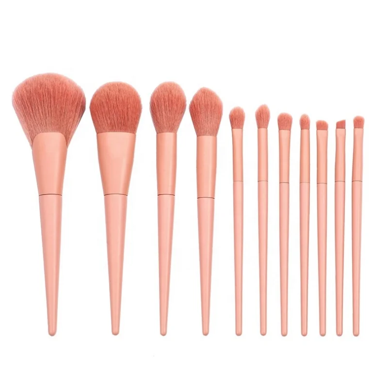 

Custom Logo Professional 11pcs pink Make Up Brushes Private Label Blending foundation Makeup Brush, Customized color accepted