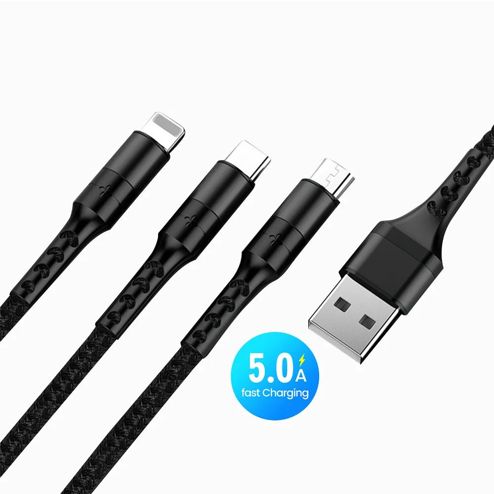 

Free Shipping 1 Sample OK 3 in 1 5A Fast Universal Multi Mobile Cell Phone USB Charger Cable 1.2M for iphone Charger Cable