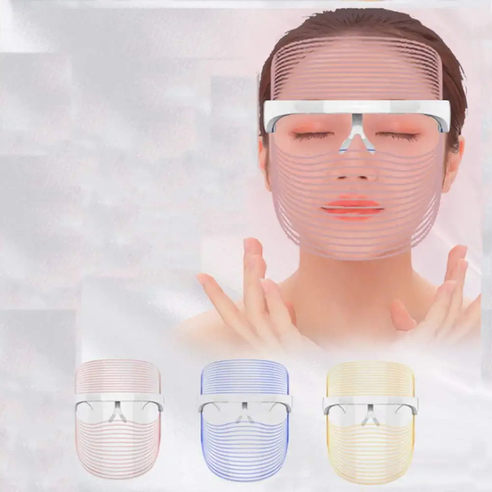 

3 Color Light Therapy Skin Photon Rejuvenation Acne Remover Colorful Led Beauty Mask LED Face Shield, White